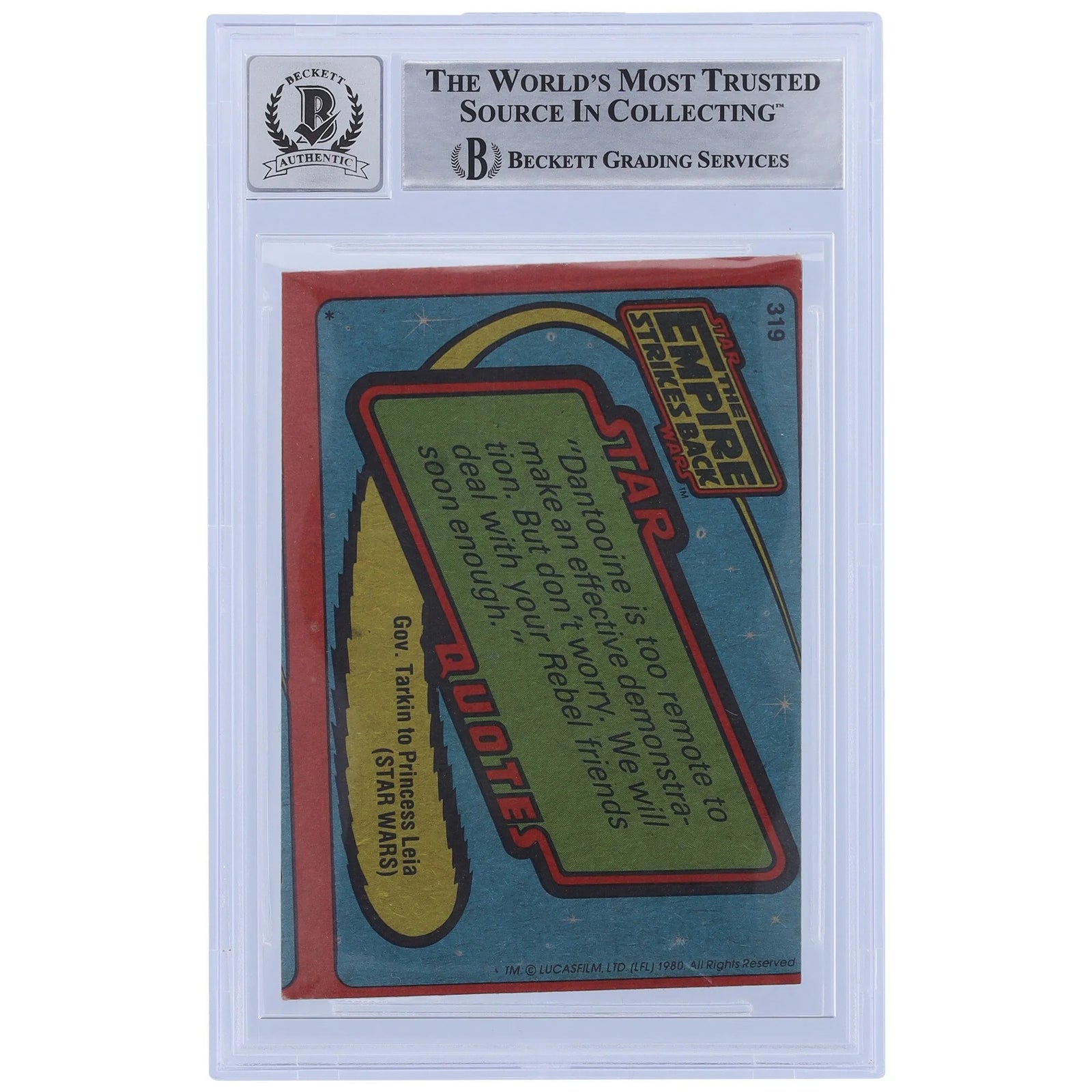 David Prowse Signed 1980 Topps Empire Strikes Back #319 | BGS 10
