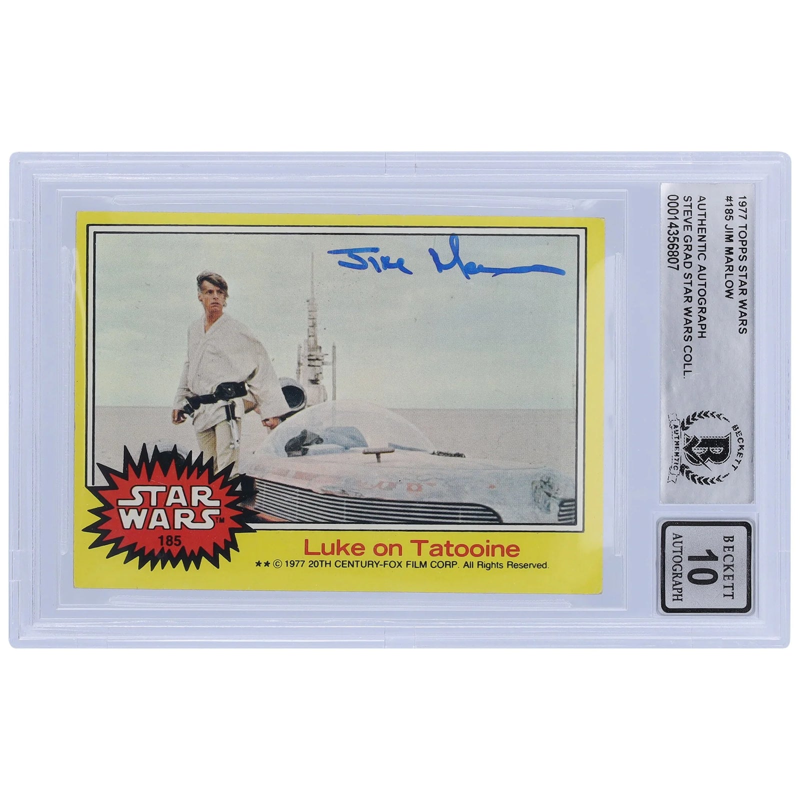 Jim Marlow Signed 1977 Topps Star Wars Series 1 #185 | BGS 10