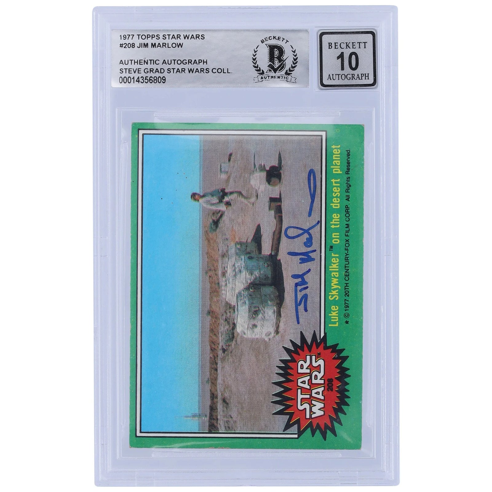Jim Marlow Signed 1977 Topps Star Wars Series 1 #208 | BGS 10