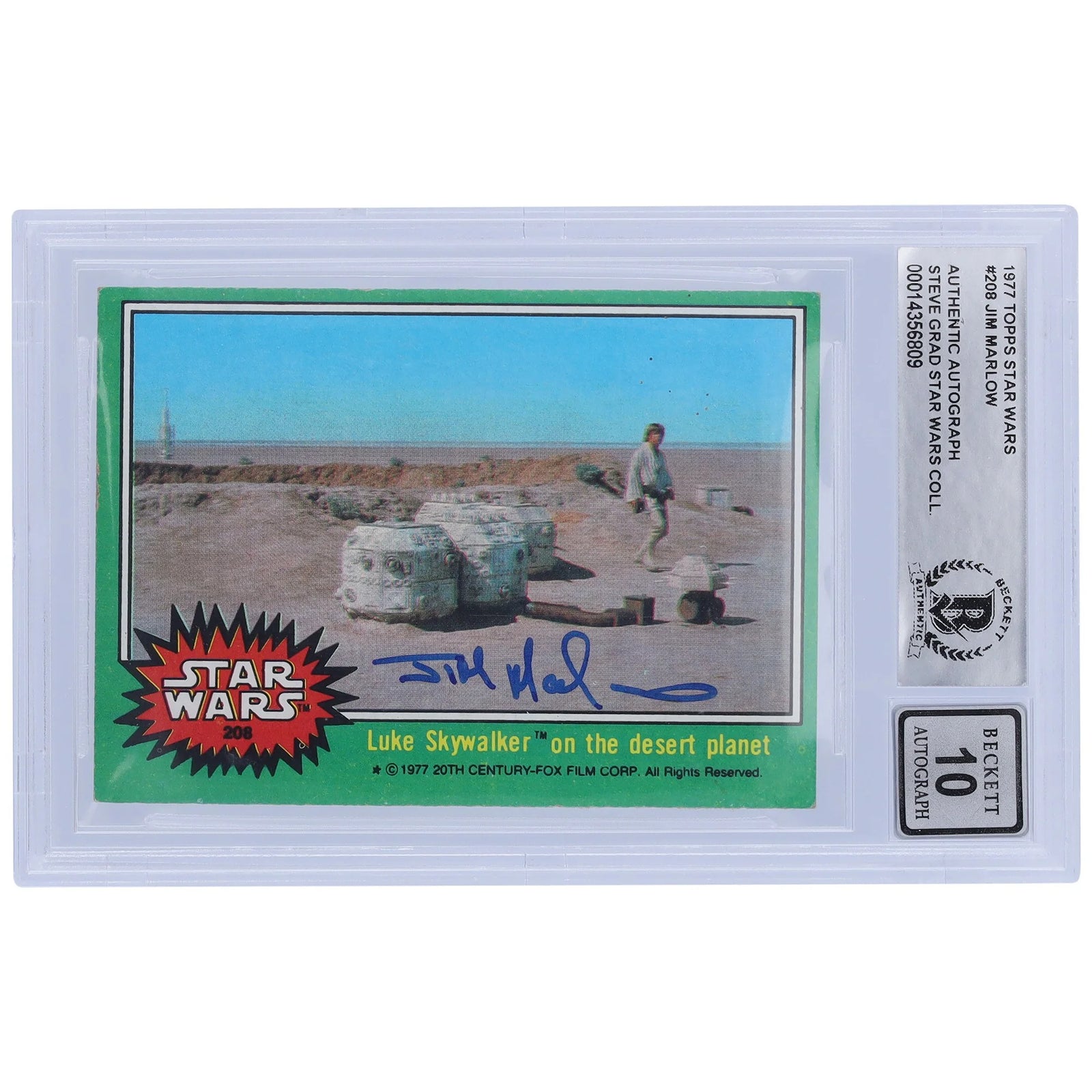 Jim Marlow Signed 1977 Topps Star Wars Series 1 #208 | BGS 10