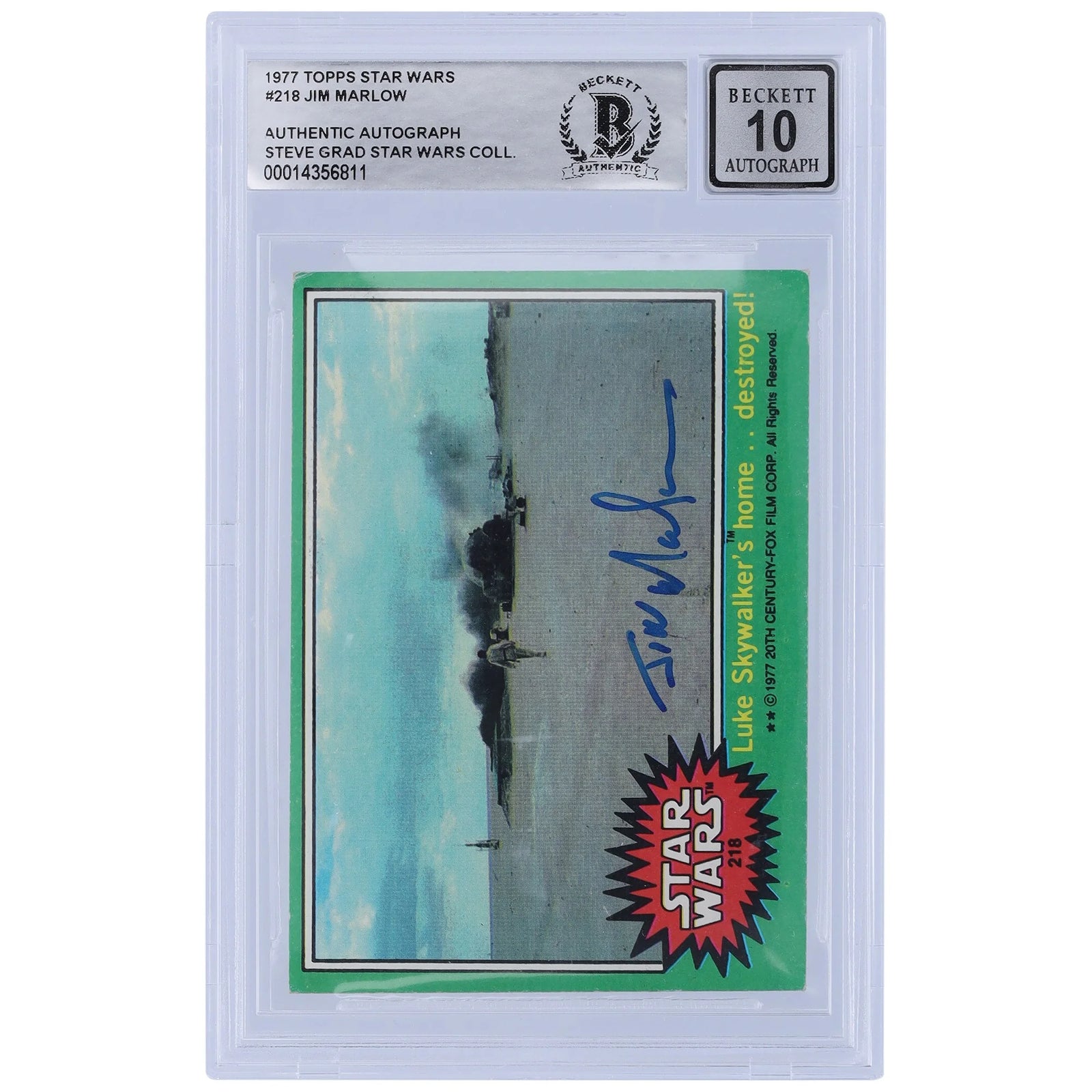 Jim Marlow Signed 1977 Topps Star Wars Series 1 #218 | BGS 10