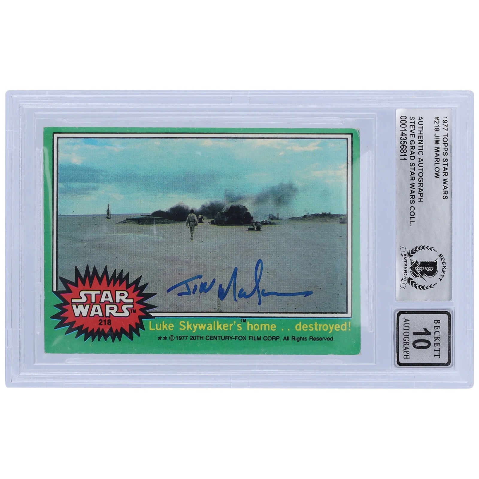 Jim Marlow Signed 1977 Topps Star Wars Series 1 #218 | BGS 10