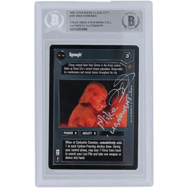 Mike Edmonds Signed 1997 Star Wars CCG Cloud City #167 | Ugnaught Inscription