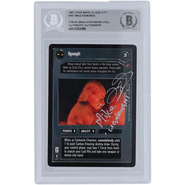 Mike Edmonds Signed 1997 Star Wars CCG Cloud City #167 | Ugnaught Inscription