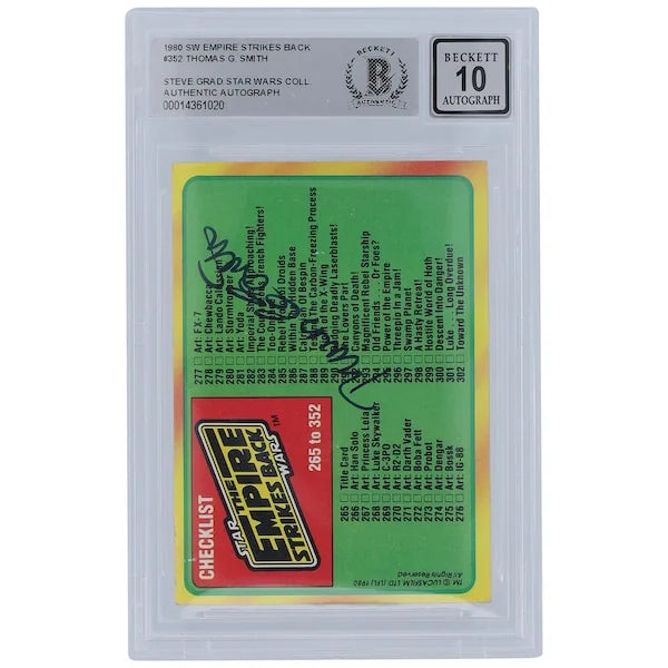 Thomas G. Smith Signed 1980 Topps Empire Strikes Back #352 | BGS 10