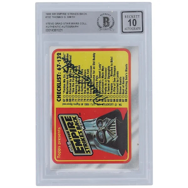 Thomas G. Smith Signed 1980 Topps Empire Strikes Back #132 | BGS 10