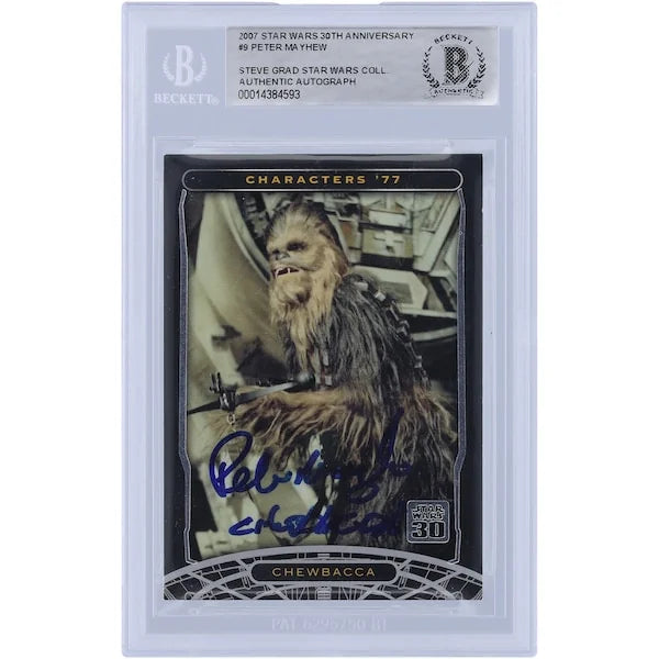 Peter Mayhew Signed 2007 Topps 30th Anniversary #9 Card | Chewbacca Inscription