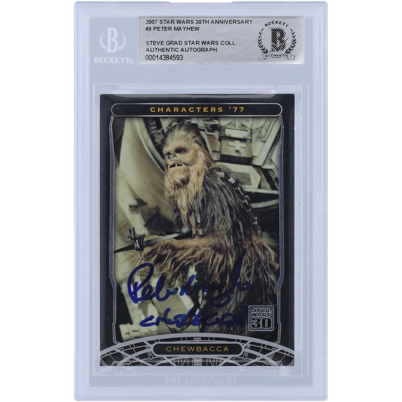 Peter Mayhew Signed 2007 Topps 30th Anniversary #9 Card | Chewbacca Inscription