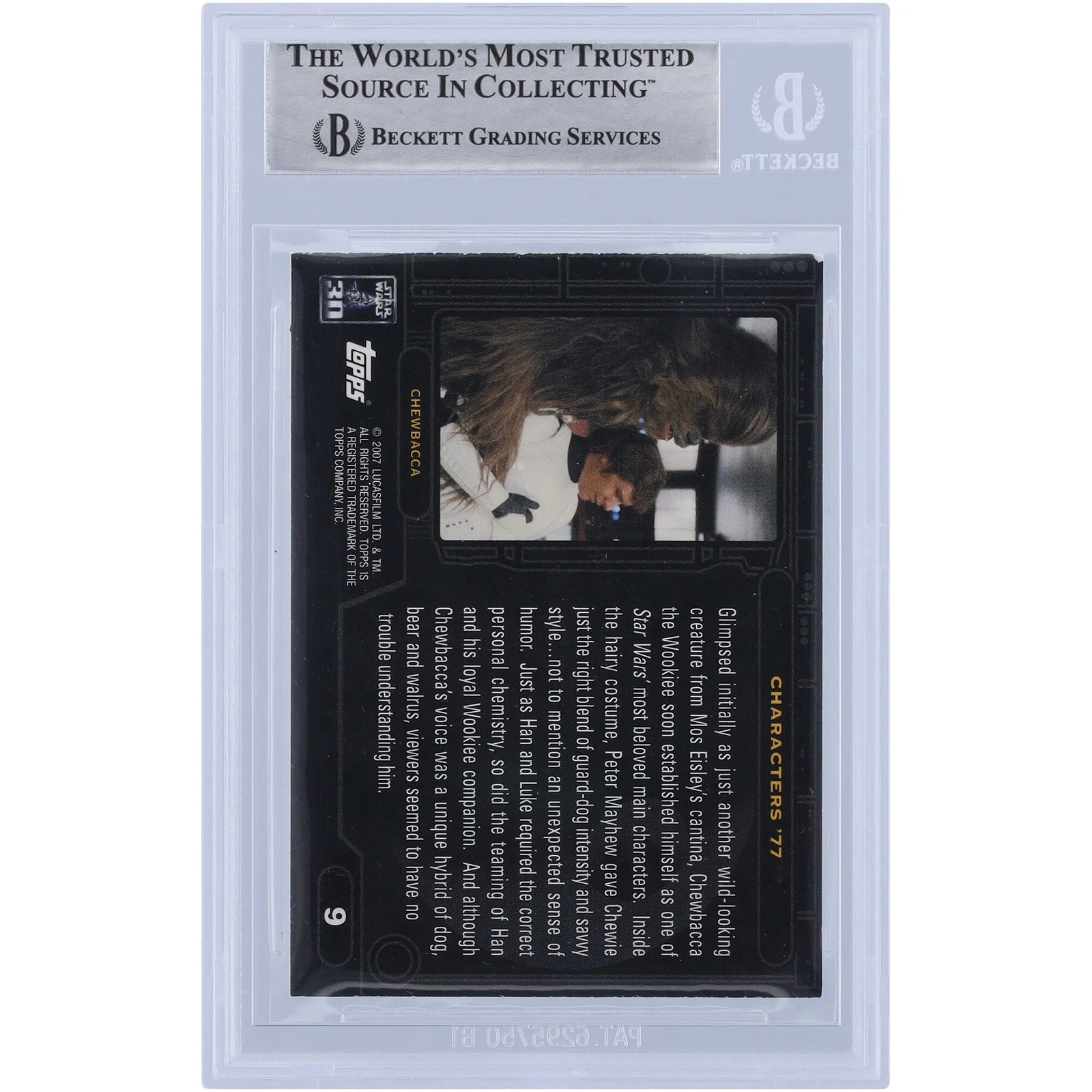 Peter Mayhew Signed 2007 Topps 30th Anniversary #9 Card | Chewbacca Inscription