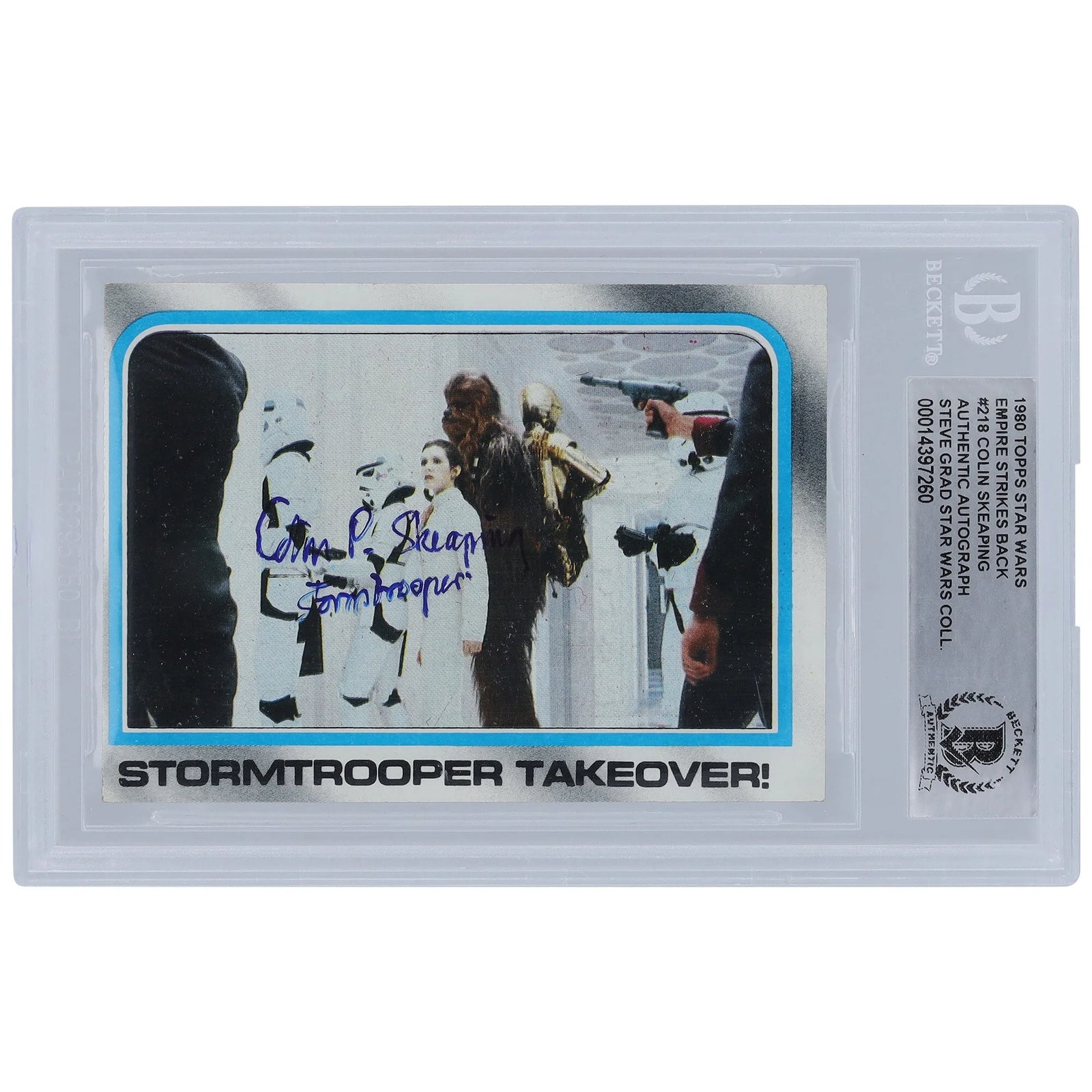 Colin Skeaping Signed 1980 Topps Empire Strikes Back #218 Card | Stormtrooper Inscription
