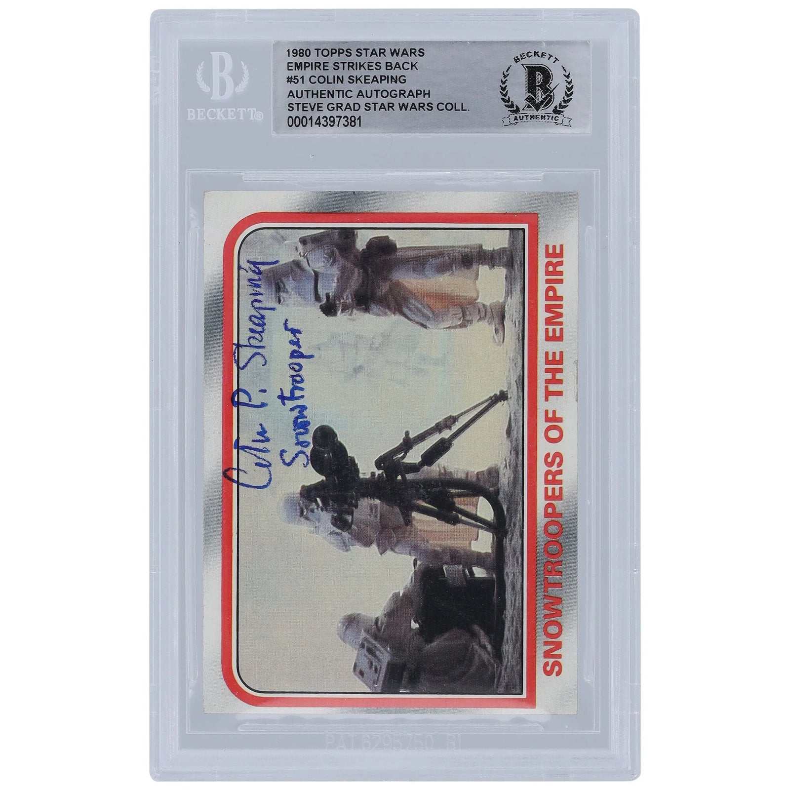 Colin Skeaping Signed 1980 Topps Empire Strikes Back #51 | Stormtrooper Inscription