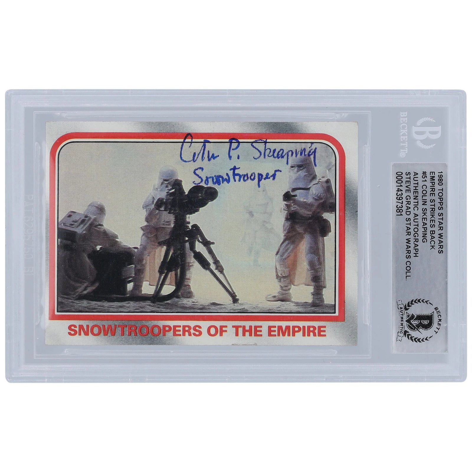 Colin Skeaping Signed 1980 Topps Empire Strikes Back #51 | Stormtrooper Inscription