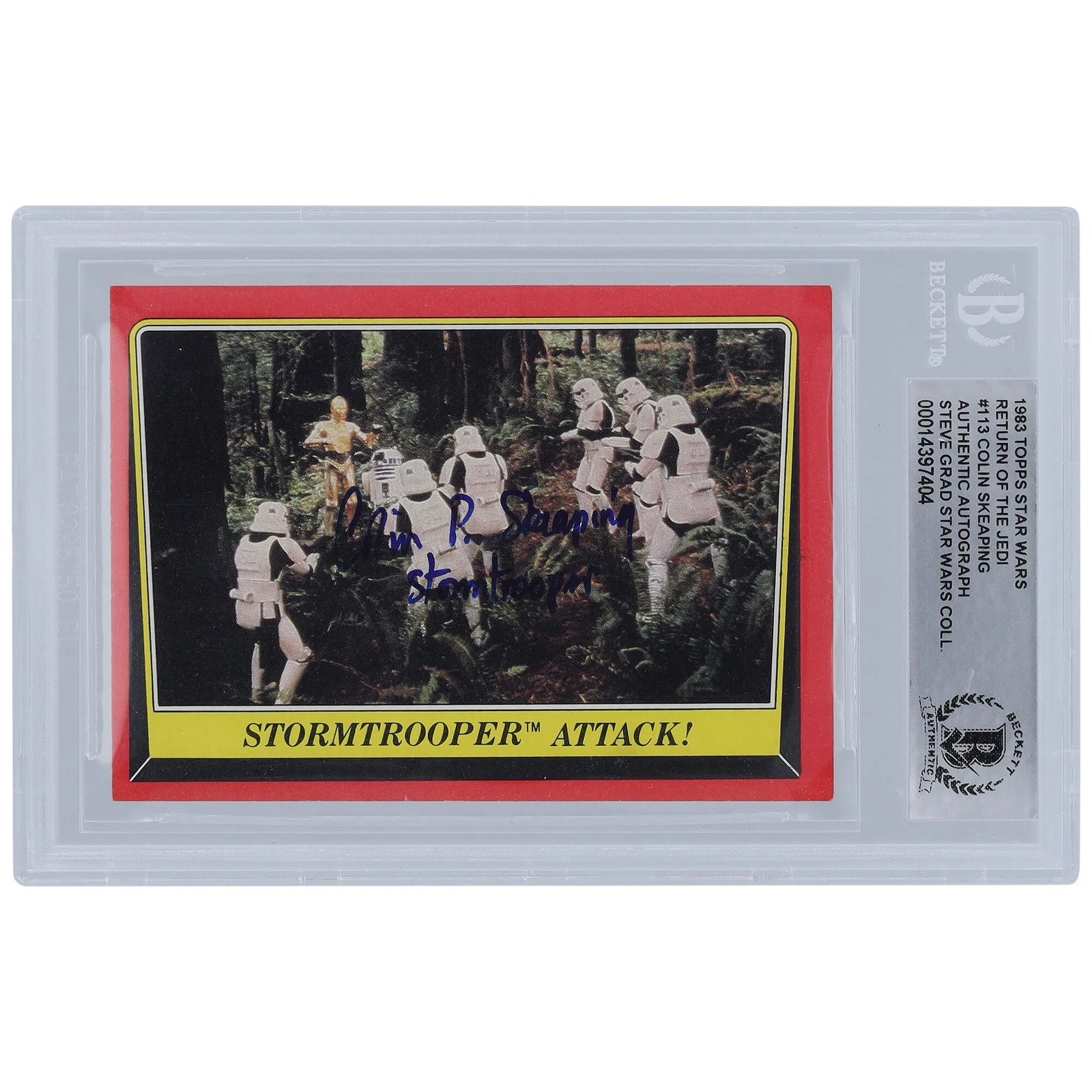 Colin Skeaping Signed 1983 Topps Return of the Jedi #113 Card | Stormtrooper Inscription