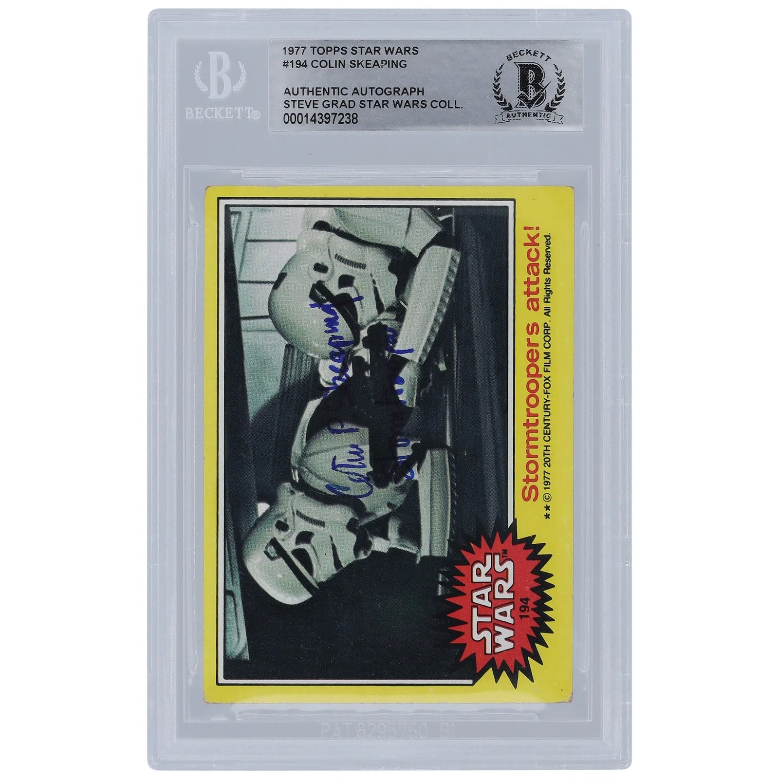 Colin Skeaping Signed 1977 Topps Star Wars #194 Card | Stormtrooper Inscription