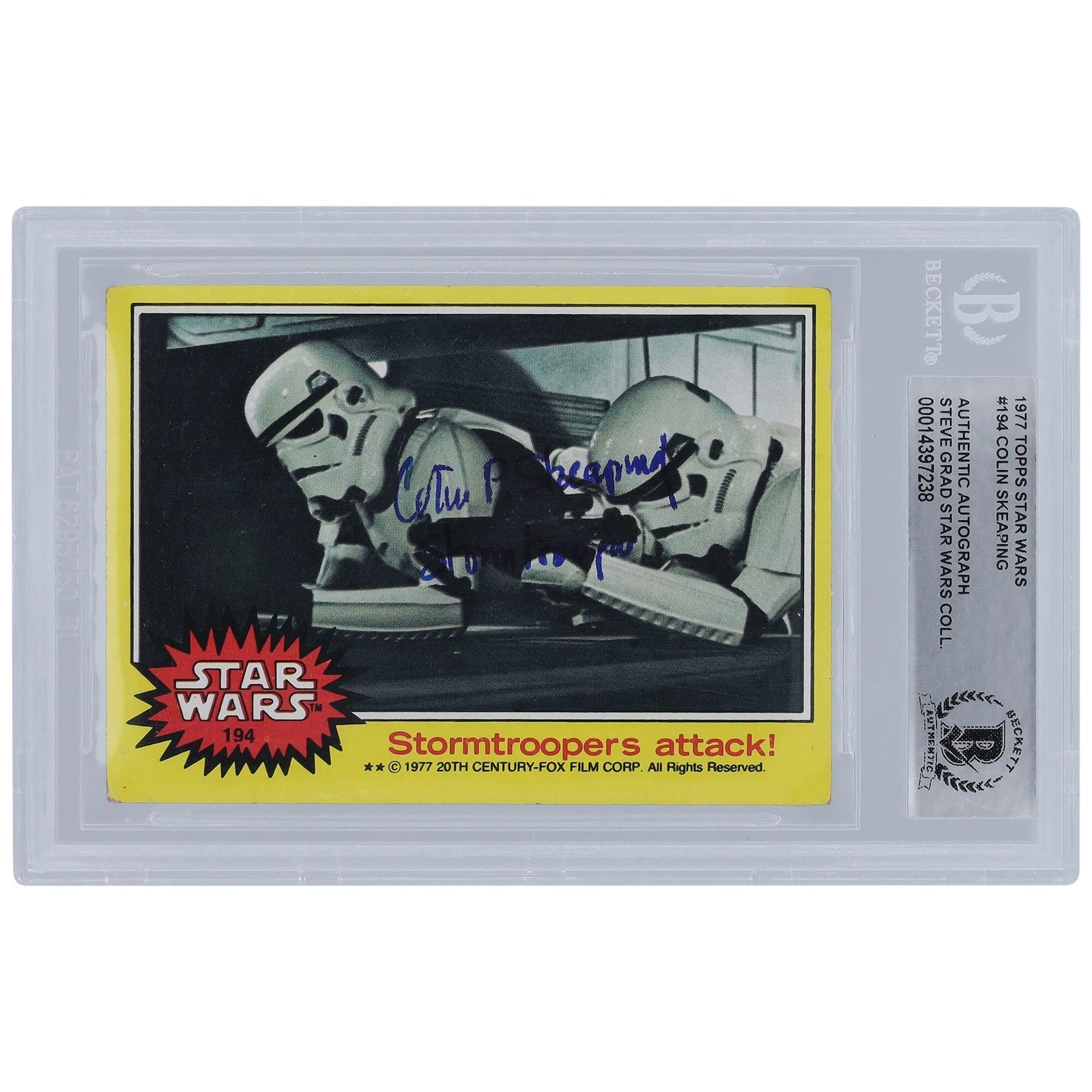 Colin Skeaping Signed 1977 Topps Star Wars #194 Card | Stormtrooper Inscription