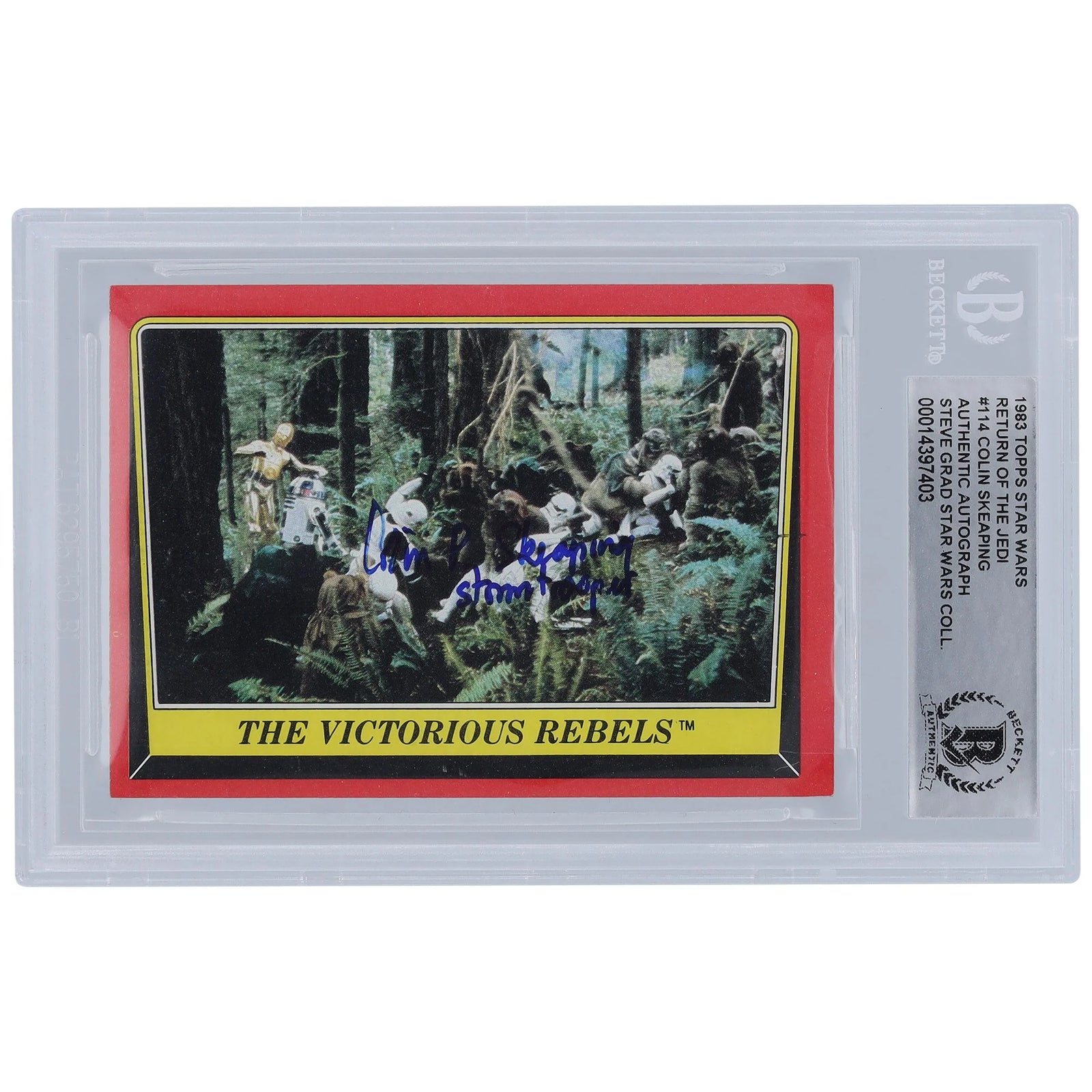Colin Skeaping Signed 1983 Topps Return of the Jedi #114 Card | Stormtrooper Inscription