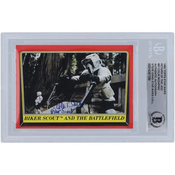 Colin Skeaping Signed 1983 Topps Return of the Jedi #97 Card | Biker Scout Inscription