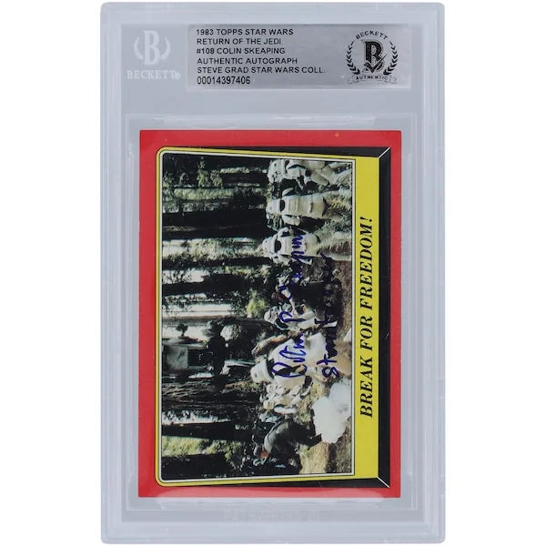Colin Skeaping Signed 1983 Topps Return of the Jedi #108 | Stormtrooper Inscription