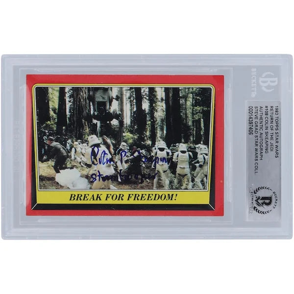 Colin Skeaping Signed 1983 Topps Return of the Jedi #108 | Stormtrooper Inscription