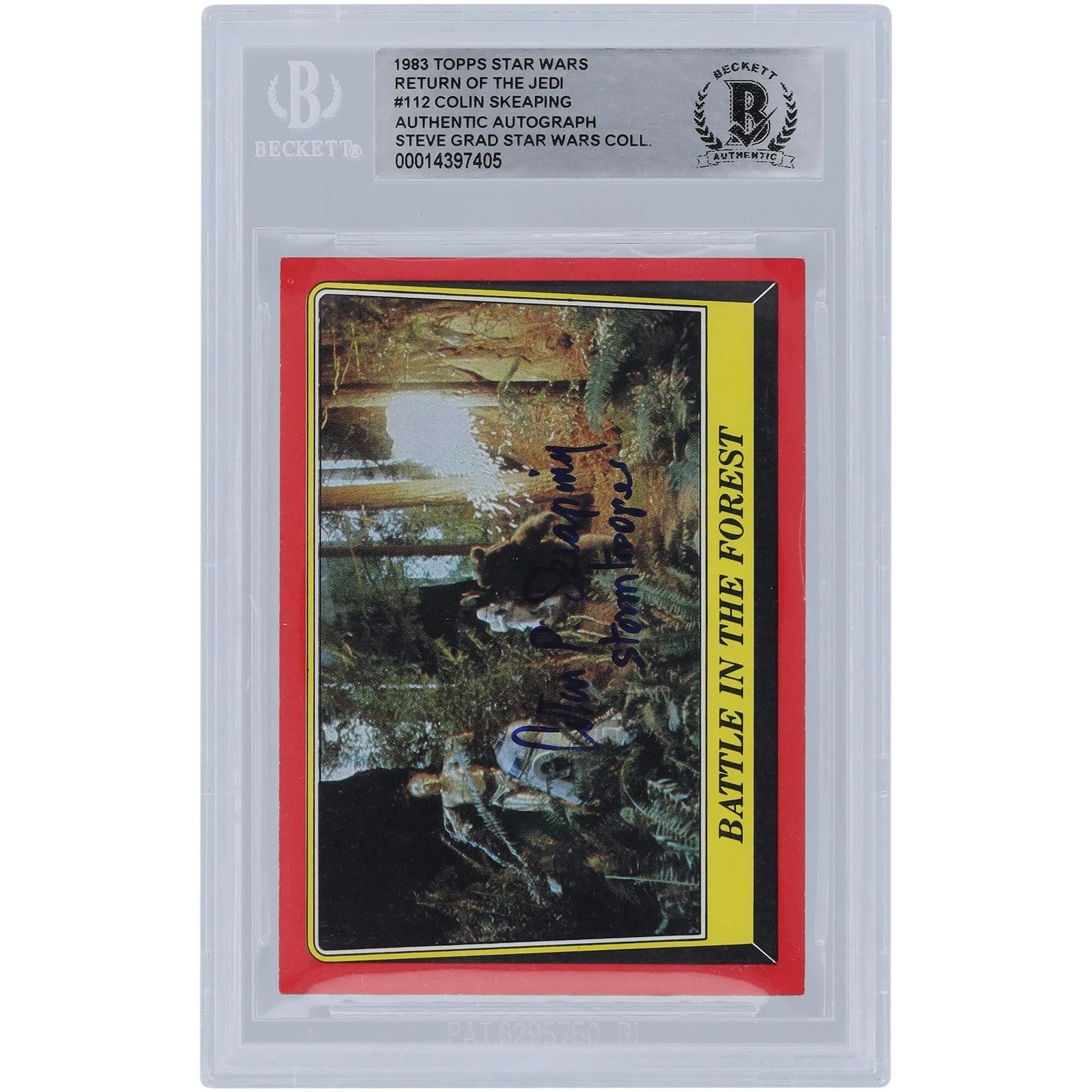 Colin Skeaping Signed 1983 Topps Return of the Jedi #112 Card | Stormtrooper Inscription