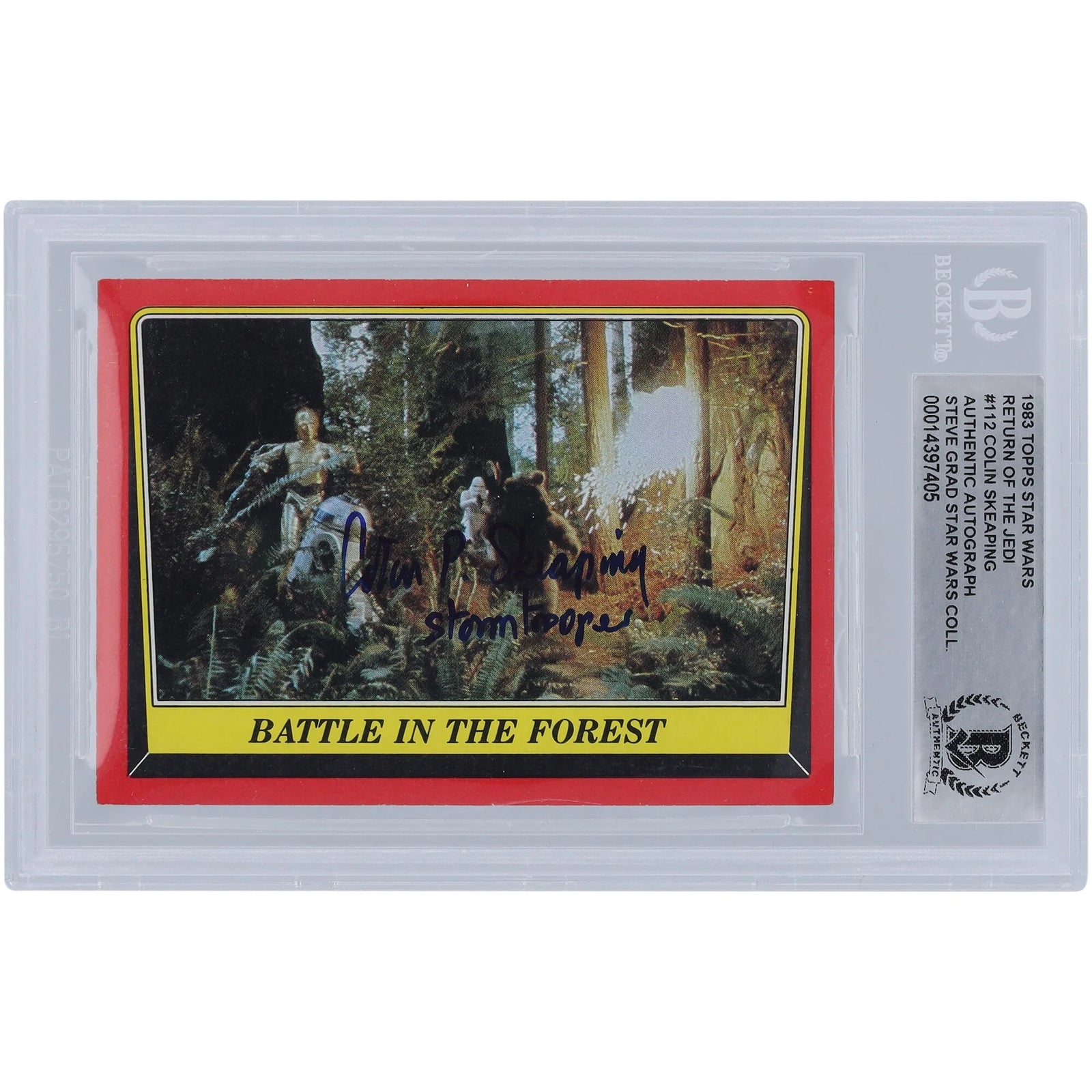 Colin Skeaping Signed 1983 Topps Return of the Jedi #112 Card | Stormtrooper Inscription