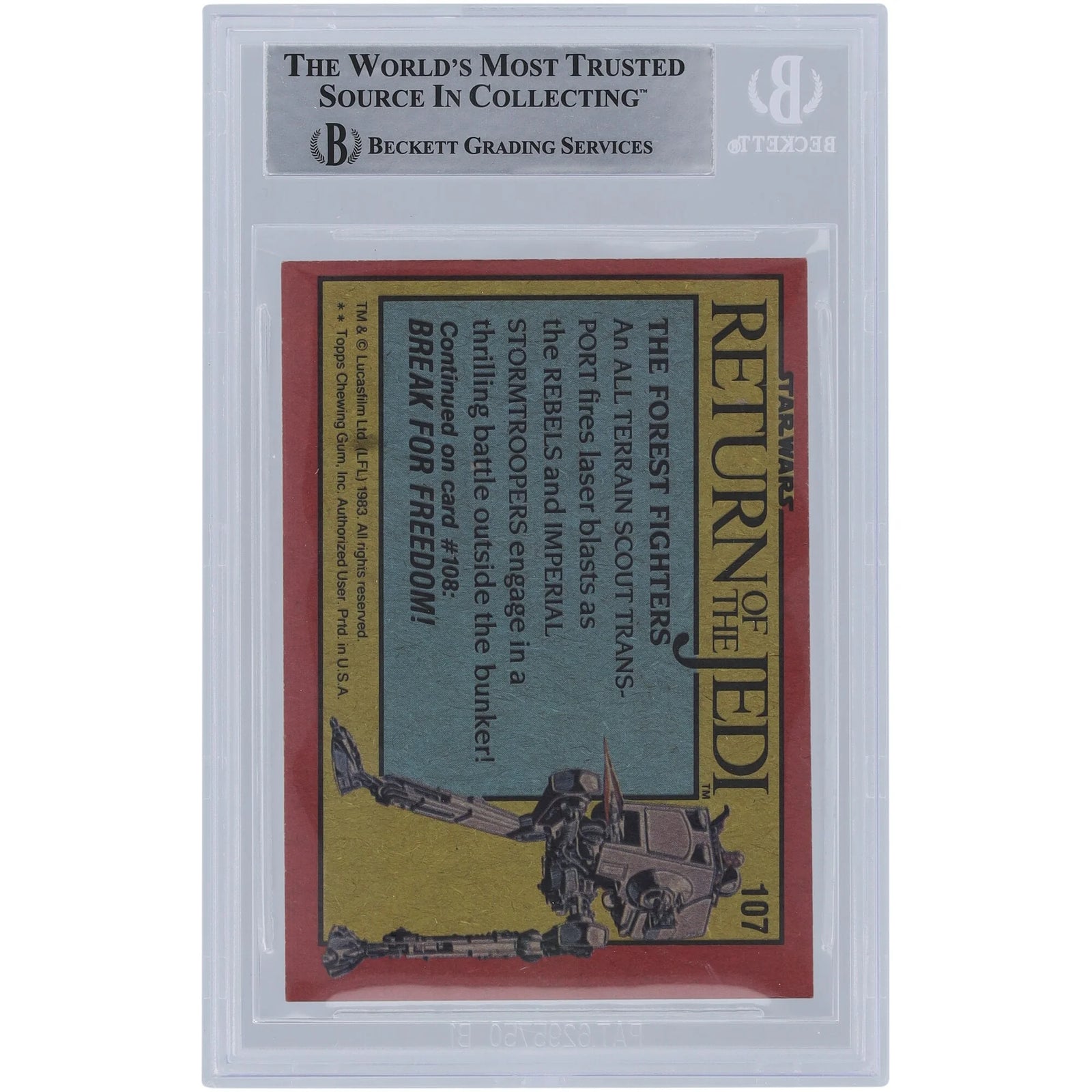 Colin Skeaping Signed 1983 Topps Return of the Jedi #107 | Stormtrooper Inscription