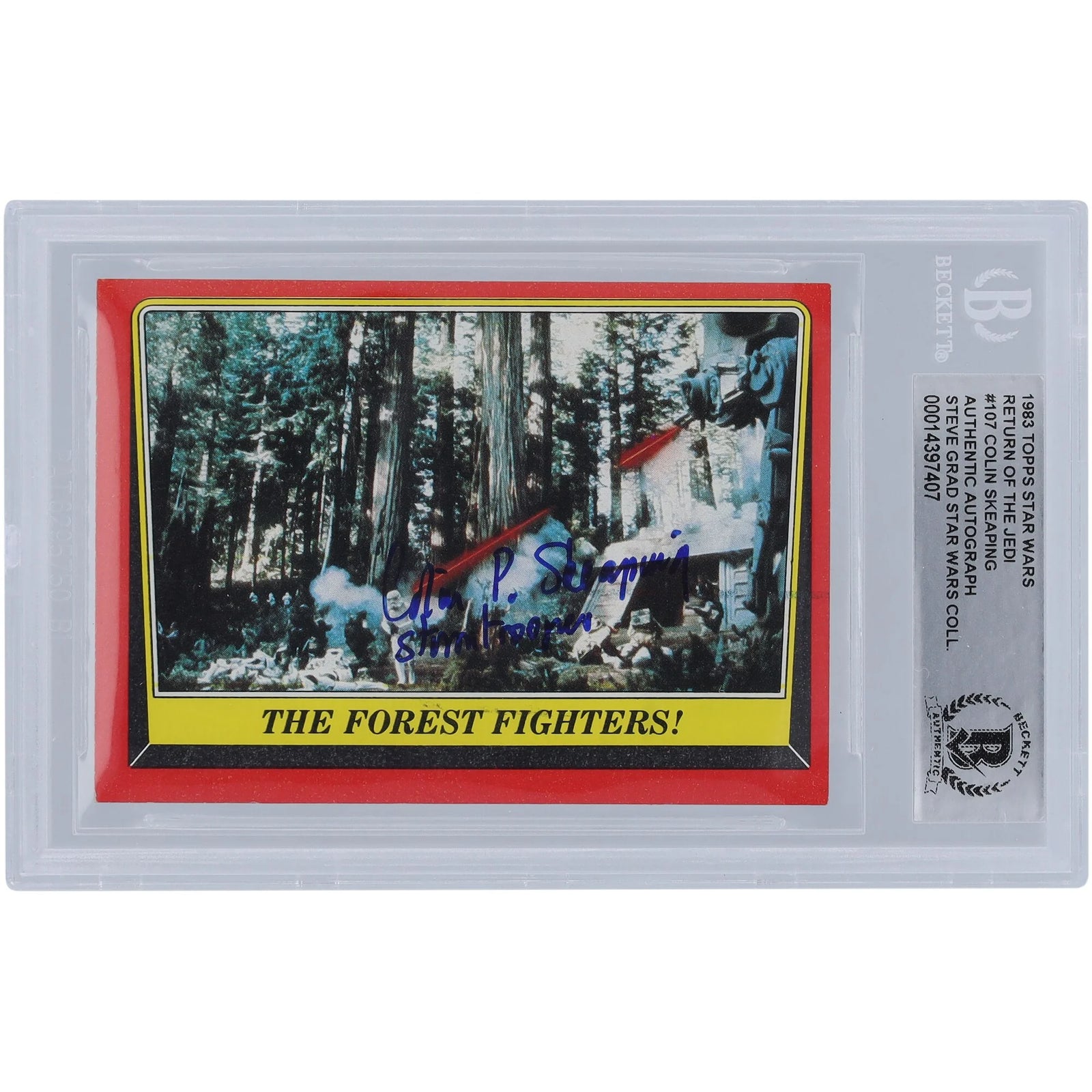 Colin Skeaping Signed 1983 Topps Return of the Jedi #107 | Stormtrooper Inscription