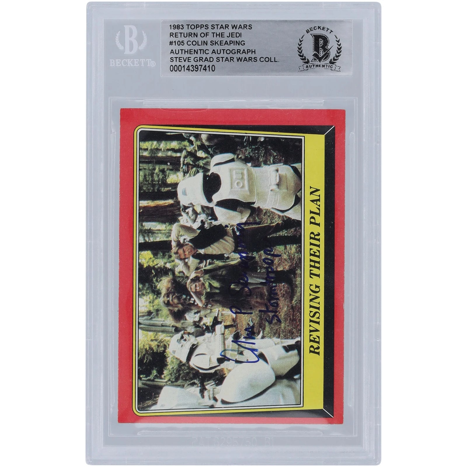 Colin Skeaping Signed 1983 Topps Return of the Jedi #105 | Stormtrooper Inscription