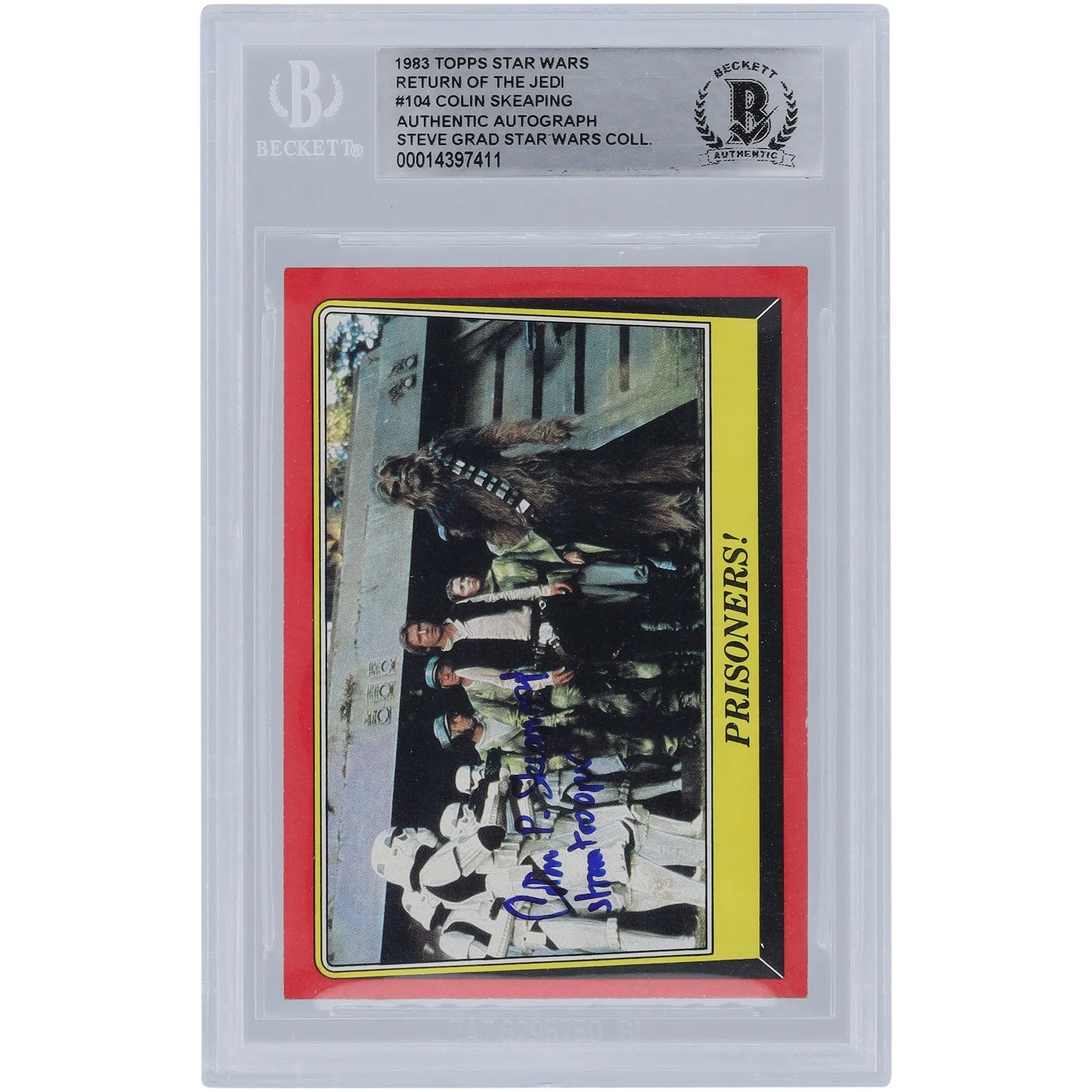 Colin Skeaping Signed 1983 Topps Return of the Jedi #104 | Stormtrooper Inscription