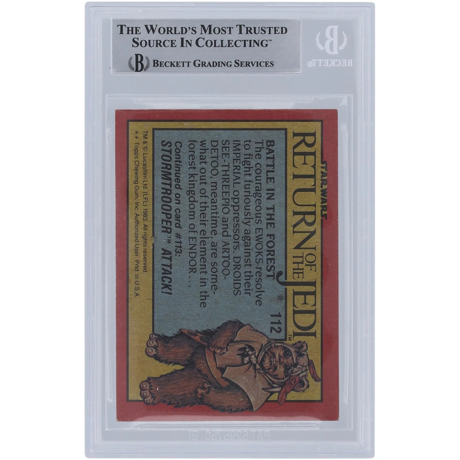 Kevin Thompson Signed 1983 Topps Return of the Jedi #112 Card | BGS Authenticated