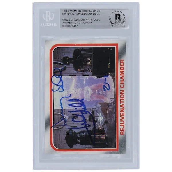 Mark Hamill and Denny Delk Signed 1980 Topps Empire Strikes Back #27 Card | BGS Authentica