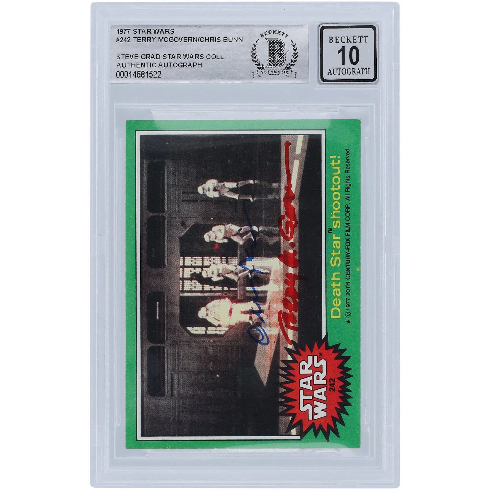 Terry McGovern and Chris Bunn Signed 1977 Topps Star Wars #242 | BGS 10