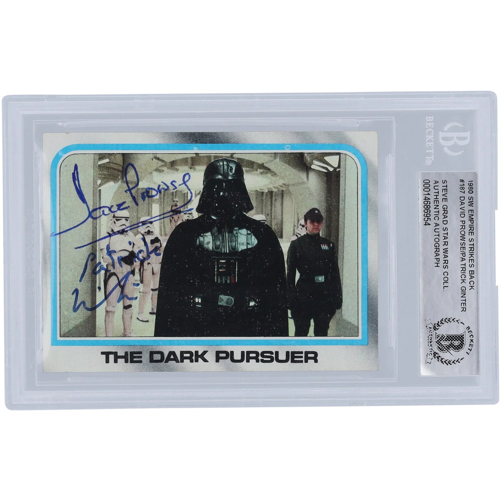 David Prowse and Patrick Ginter Star Wars Autographed 1980 Topps The Empire Strikes Back #187 BGS Authenticated Authenticated Card - F2