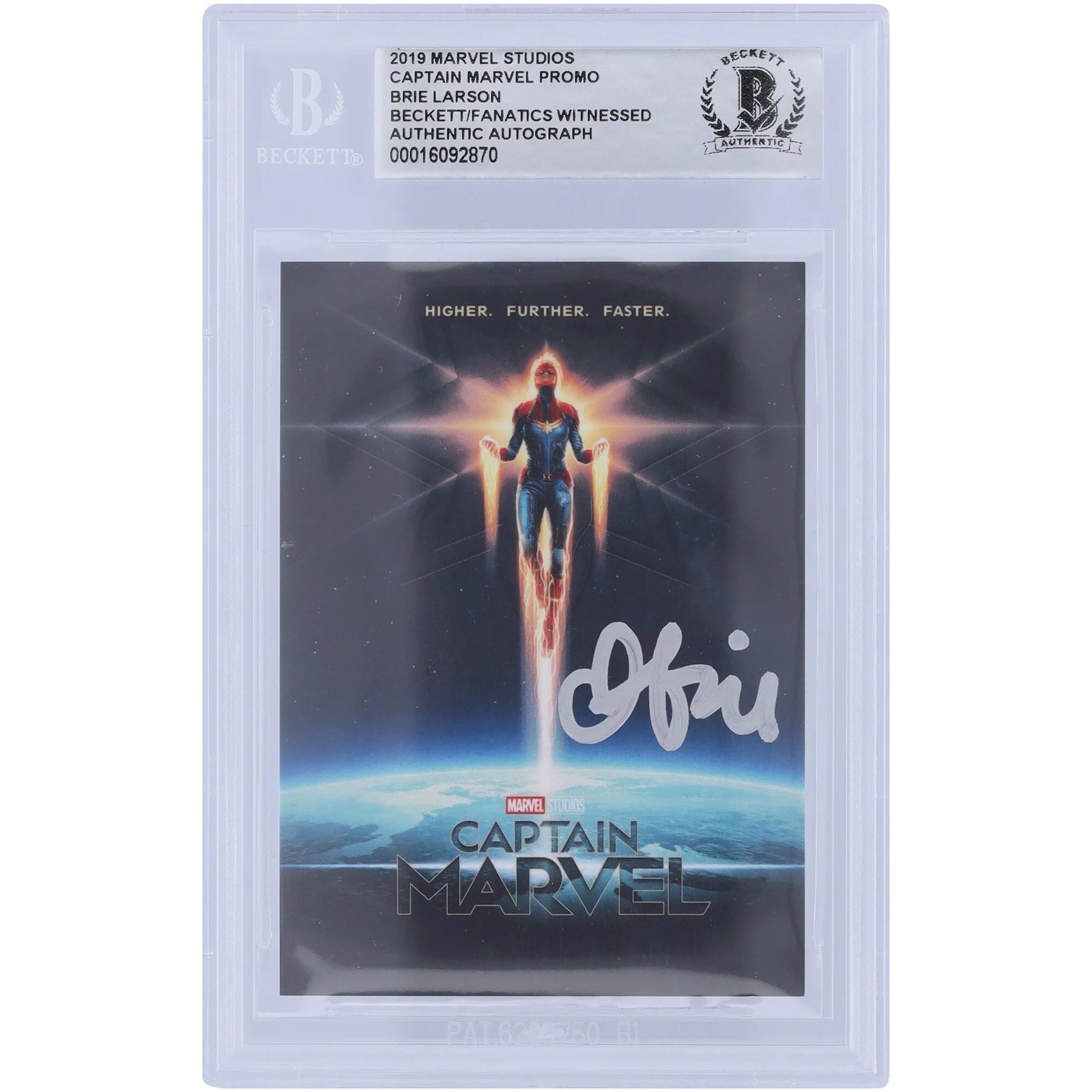 Brie Larson Signed Captain Marvel 2019 Promo Card | Silver Ink #BL
