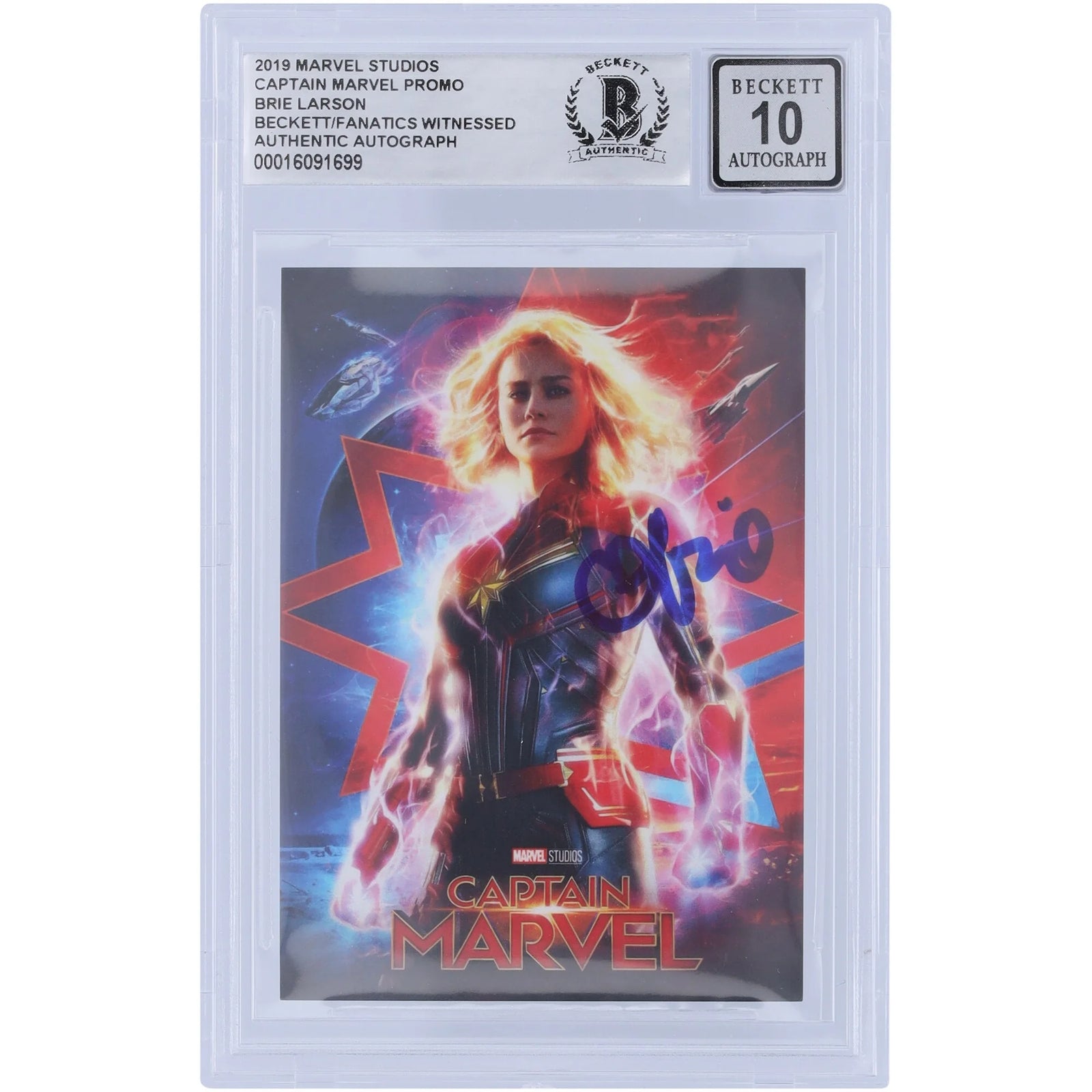 Brie Larson Signed Captain Marvel 2019 Promo Card | Graded 10
