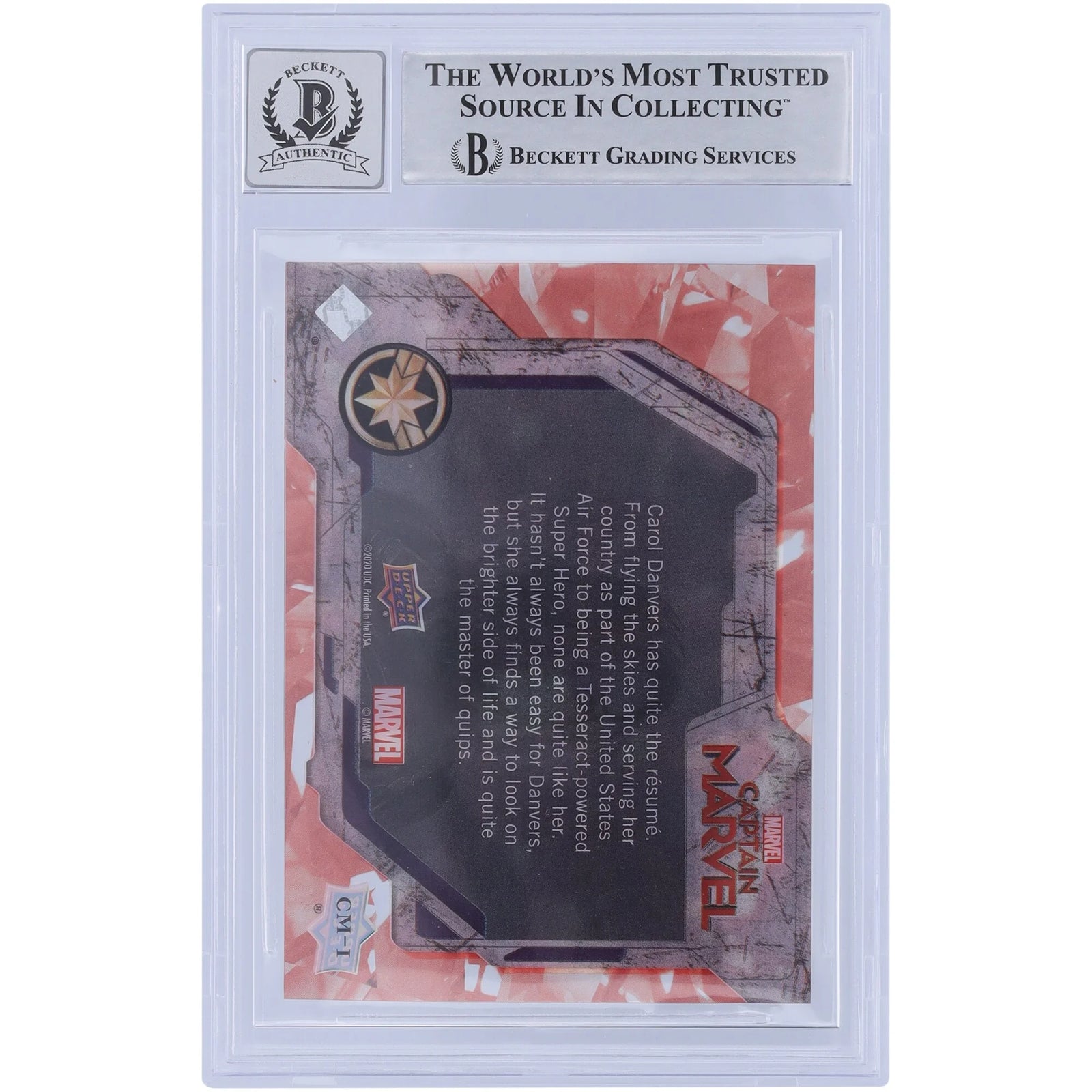 Brie Larson Signed 2020 Upper Deck Captain Marvel #CM-1 Card | Graded 10