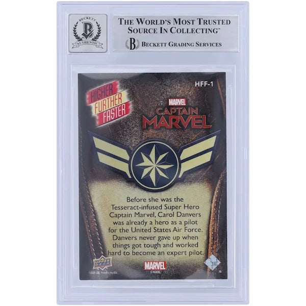 Brie Larson Signed 2020 Upper Deck Captain Marvel Card #HFF-1 | Graded 10