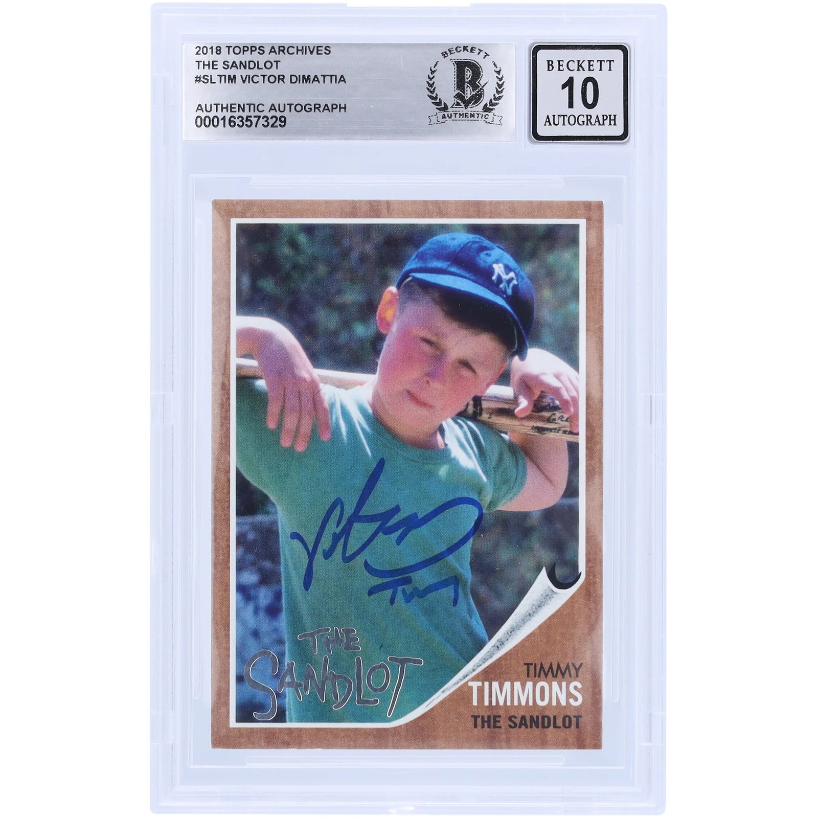 Victor DiMattia Signed The Sandlot 2018 Topps Archives Card | Graded 10 with Timmy Inscrip