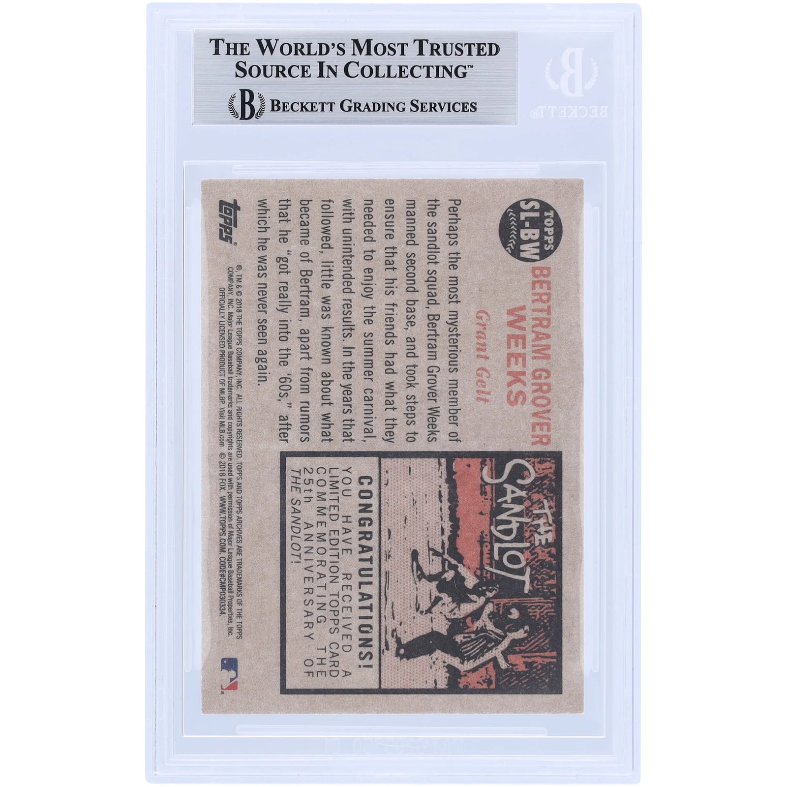 Grant Gelt Signed 2018 Topps Archives Card | The Sandlot