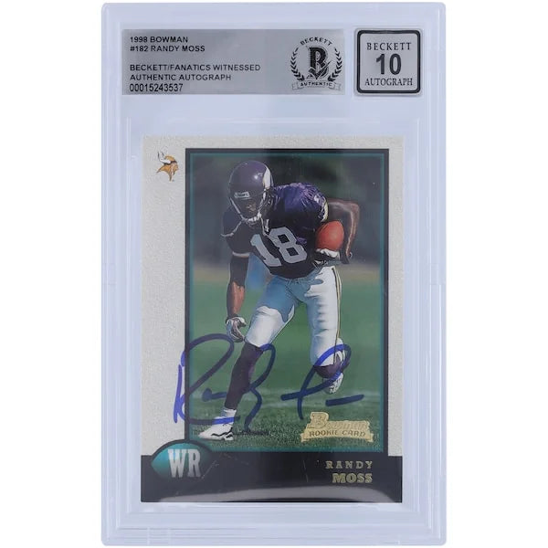 Randy Moss Signed 1998 Bowman #182 Rookie Card | Beckett Graded 10