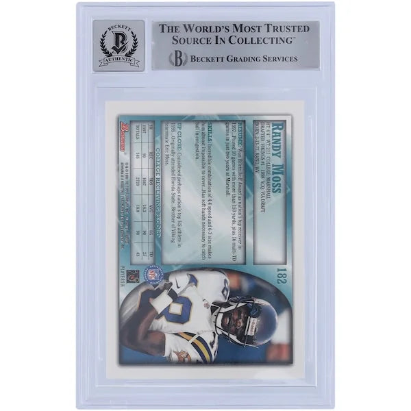 Randy Moss Signed 1998 Bowman #182 Rookie Card | Beckett Graded 10