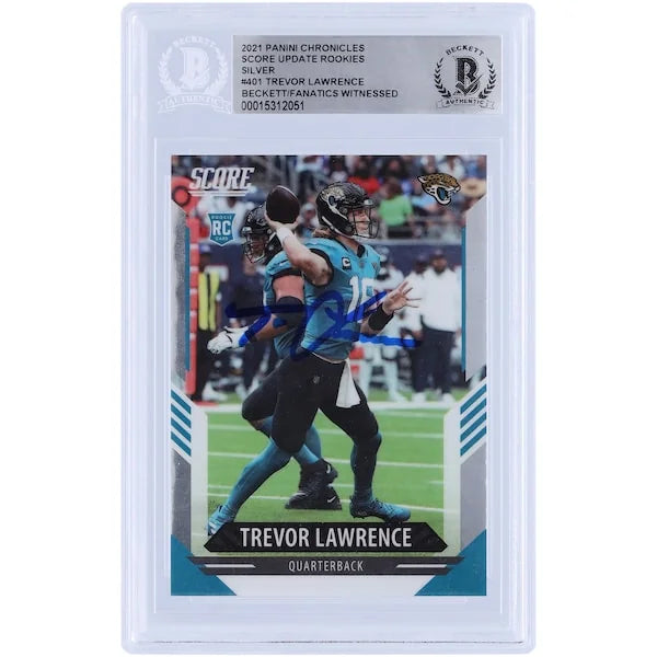 Trevor Lawrence Jacksonville Jaguars Autographed 2021 Panini Chronicles Score Update Silver #401 Beckett Fanatics Witnessed Authenticated Rookie Card - F2
