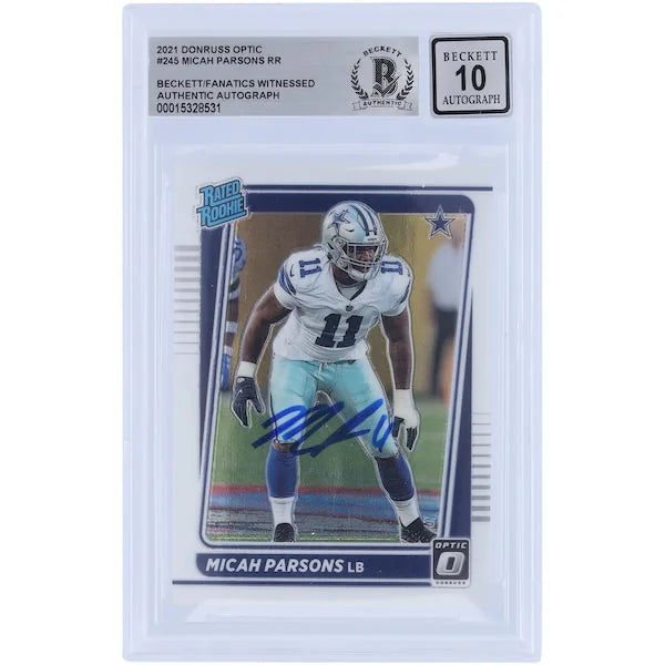 Micah Parsons Signed 2021 Panini Donruss Optic Rated Rookie #245 | Beckett 10
