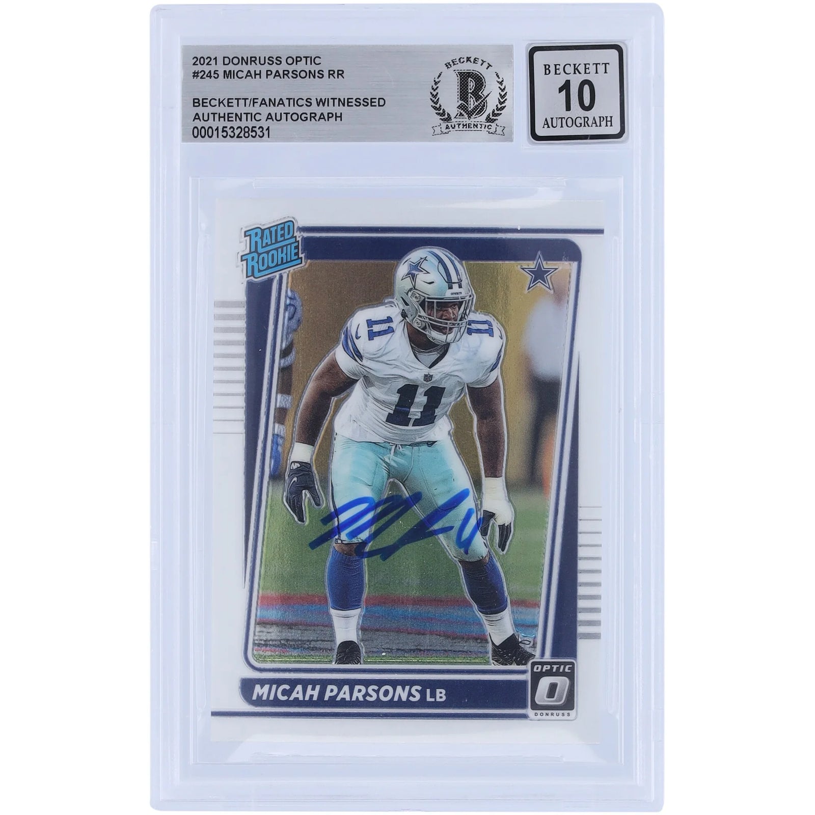 Micah Parsons Signed 2021 Panini Donruss Optic Rated Rookie #245 | Beckett 10