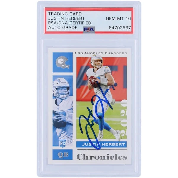 Justin Herbert Signed 2020 Panini Chronicles #53 Rookie Card | PSA 10