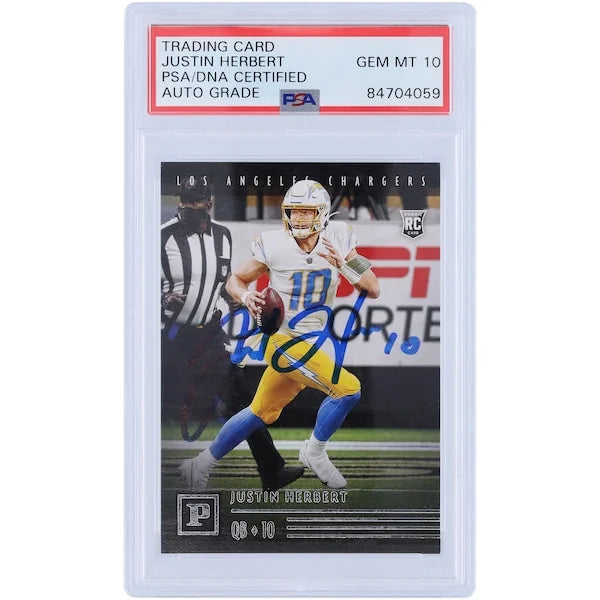 Justin Herbert Signed 2020 Panini Chronicles Rookie Card | PSA 10