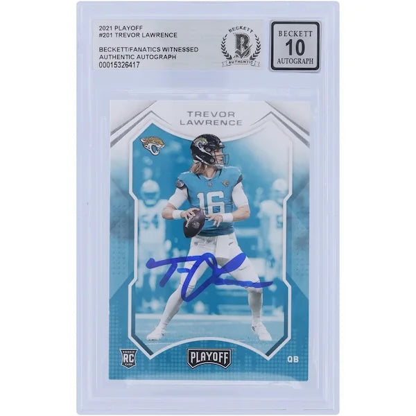Trevor Lawrence Signed 2021 Panini Playoff #201 Rookie Card | Beckett 10