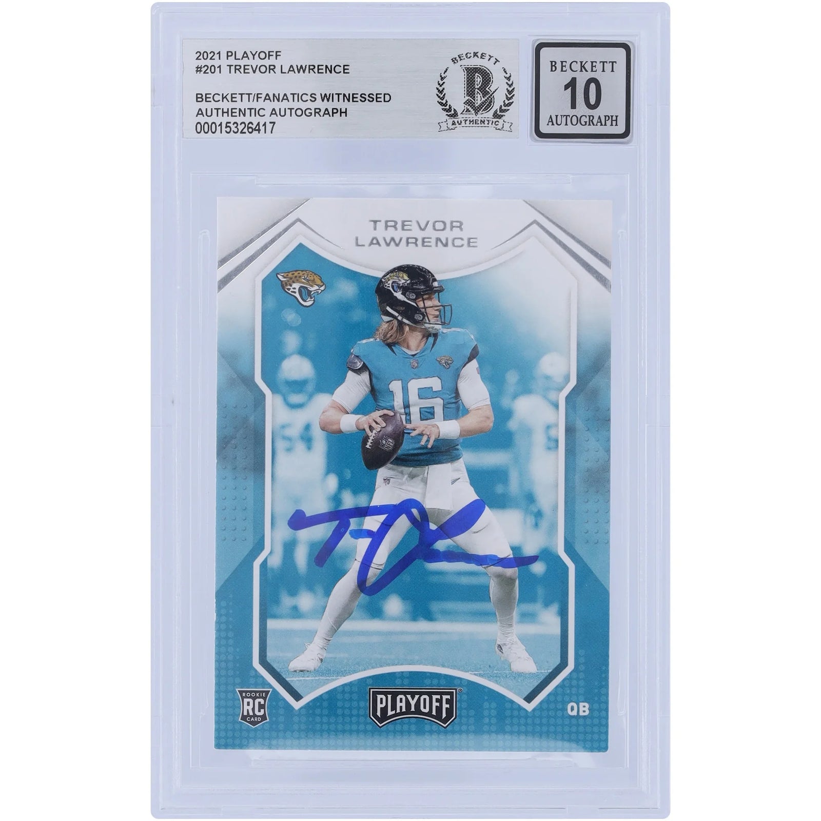 Trevor Lawrence Signed 2021 Panini Playoff #201 Rookie Card | Beckett 10