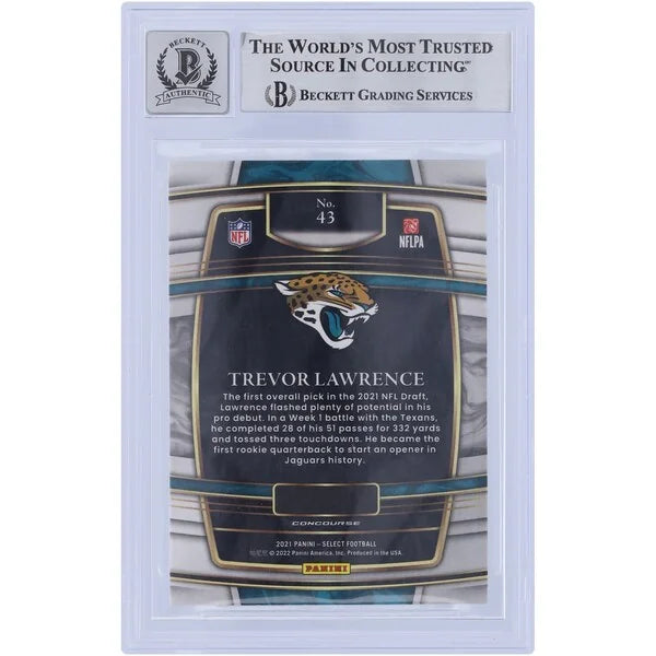 Trevor Lawrence Signed 2021 Panini Select Concourse #43 Rookie Card | Beckett 10