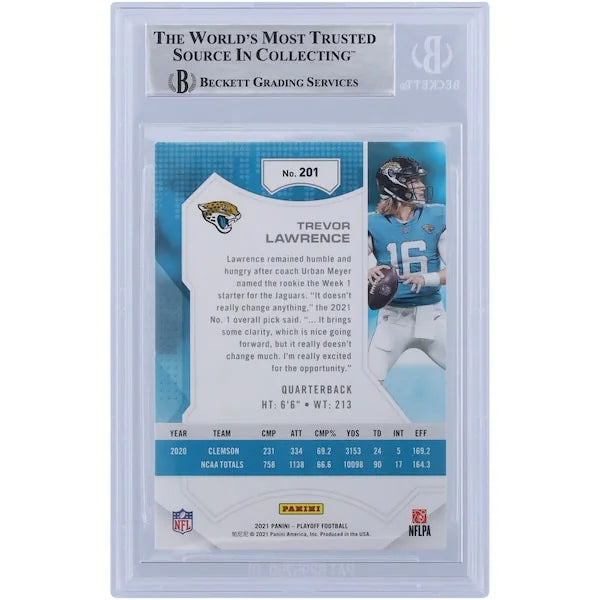 Trevor Lawrence Signed 2021 Panini Playoff #201 Rookie Card | 2021 #1 Pick Inscription